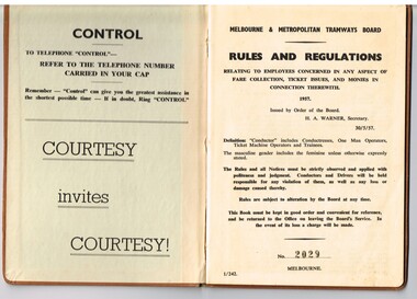"Rules and Regulations - relating to employees concerned in any aspect of fare collection, ticket issues and monies in connection therewith"