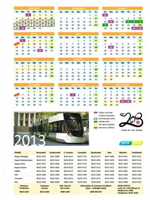 Ephemera - Calendar, Yarra Trams, 2012