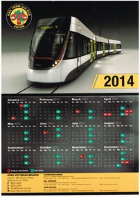 Ephemera - Calendar, Rail Tram & Bus Union (RTBU), 2013