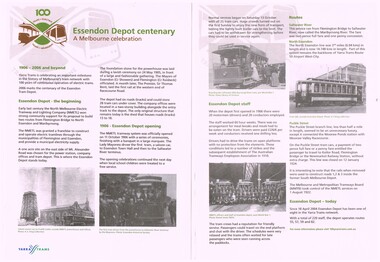 "Essendon Depot centenary - A Melbourne celebration"
