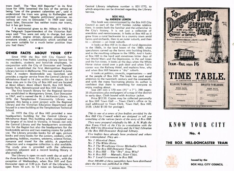 "Know your City No. 4 - The Box Hill - Doncaster Tram"