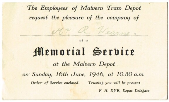 "Memorial Service" and "Order of Service"