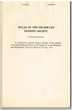 "Rules of the Tramways Benefit Society"