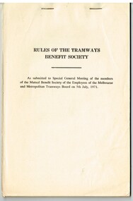 "Rules of the Tramways Benefit Society"