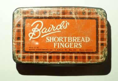 "Baird's Shortbread fingers" - tickets in tin