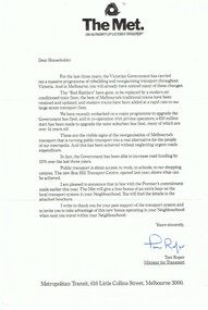 Tom Roper, Minister for Transport,