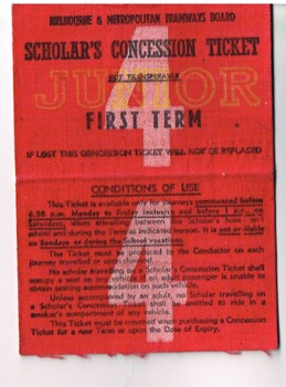 "Scholar's Concession Ticket"