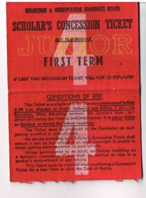 "Scholar's Concession Ticket"