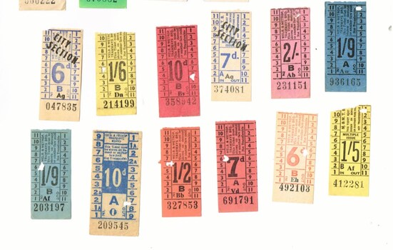 Set of 24 pre-decimal current MMTB tram tickets