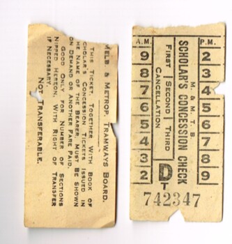 Scholar's Concession Check tickets,
