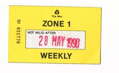 Zone 1 Weekly ticket, No. 021770,