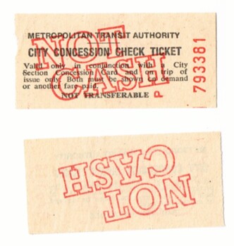 "City concession check ticket"