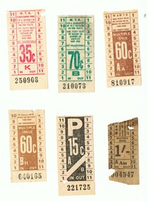 Set of 5 decimal and 1 pre-decimal current MMTB or MTA tram tickets