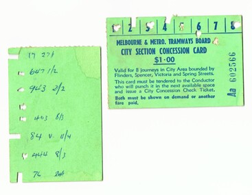 Set of seven City Section Concession Cards