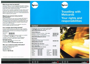 "Travelling with Metcards - your rights and responsibilities"