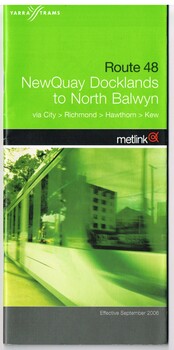 Set of seven Yarra Trams timetables,