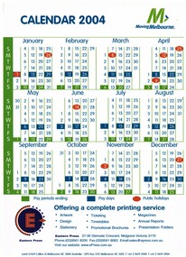 Ephemera - Calendar, M>Moving Melbourne, 2003