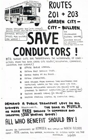 "Save Conductors", Save Footscray - Moonee Ponds Trams!", "Save Prahran - Princess Bridge Chapel St. Trams!"