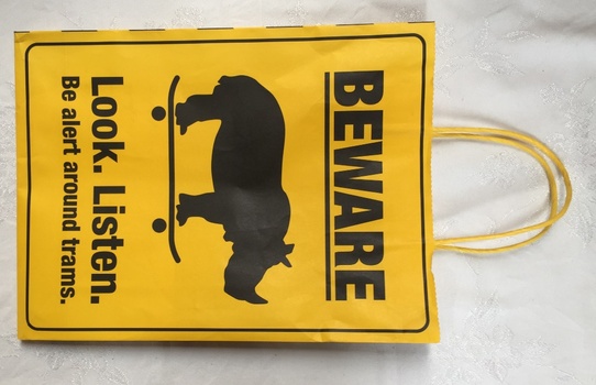 "Beware - Look Listen be alert around trams"