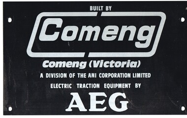 Sign - Builders' plate, Commonwealth Engineering - Comeng, C1980