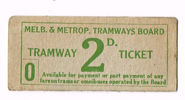 Single or one off of a pre purchased or prepaid ticket one of a strip of MMTB 2d tickets