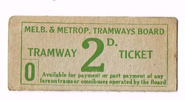 Single or one off of a pre purchased or prepaid ticket one of a strip of MMTB 2d tickets