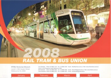 Ephemera - Calendar, Rail Tram & Bus Union (RTBU), 2007