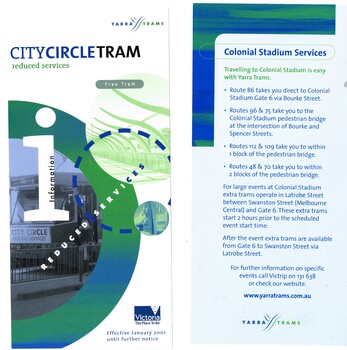 "Colonial Stadium Services",  "City circle tram - reduced services"
