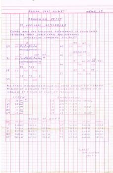 "Roster Dept. 18-9-57 - Memo 15 - Brunswick Depot"