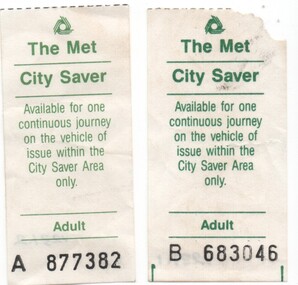Set of two "The Met City Saver" Adult tickets