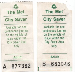 Set of two "The Met City Saver" Adult tickets