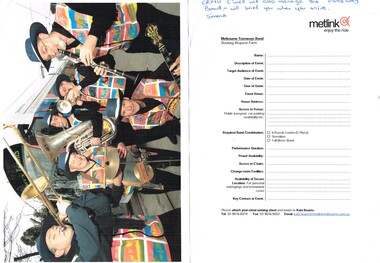 "Melbourne Tramways Band – Booking Request Form"