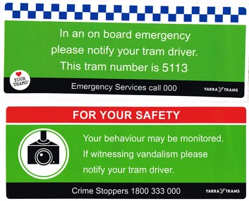 Sign - Adhesive label, Yarra Trams, c 2006