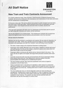 "All Staff Notice - New Tram and Train Contracts Announced"