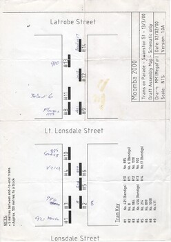 "Trams on Parade - Swanston St - 13/3/00 - Draft Assembly Map - Schematic Only"