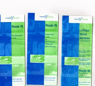 Set of five timetable books - 2002.  Provide details about Yarra Trams, Metcards, route map, timing points and route description.