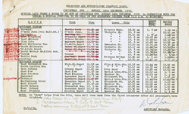 "Christmas Eve - Sunday 24 December 1939 - Special late trams"