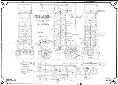"Prahran and Malvern Tramways Trust Tower Wagon Horse Drawn - Drawing No. 477 - Contract No.53"