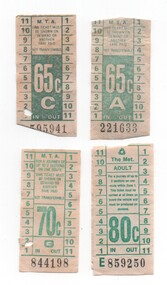 Set of 3 different decimal  The Met or  MTA tram tickets