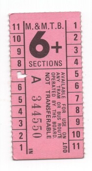 Prepaid MMTB ticket for use on MMTB, for 6+ sections