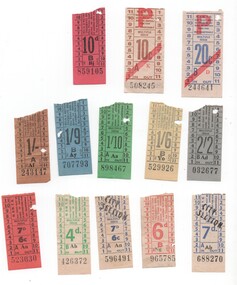 Set of 13 different pre decimal and decimal  MMTB tram tickets