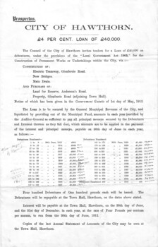 "Prospectus City of Hawthorn (pound) 4 per cent loan of (pound)40,000"