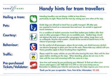 "Handy hint for tram travellers"