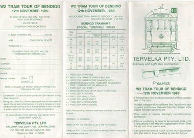 "W2 Tram Tour of Bendigo 12th November 1989"