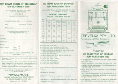 "W2 Tram Tour of Bendigo 12th November 1989"