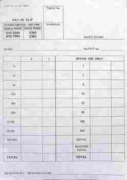 PAY IN SLIP - 1988 VERSION