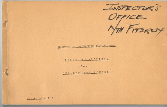 "Fares and Sections for One-Man Bus Routes"