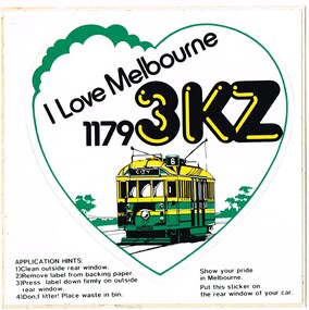 Sign - Adhesive label, Radio station 3KZ, 1990's