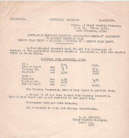 "Australian Electric Traction Association Member's Excursion by Railway Electric Tram - Elwood Depot - St Kilda - Vaulter St - Elwood Tram Depot"