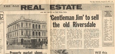 " 'Gentleman Jim' to sell the old Riversdale"